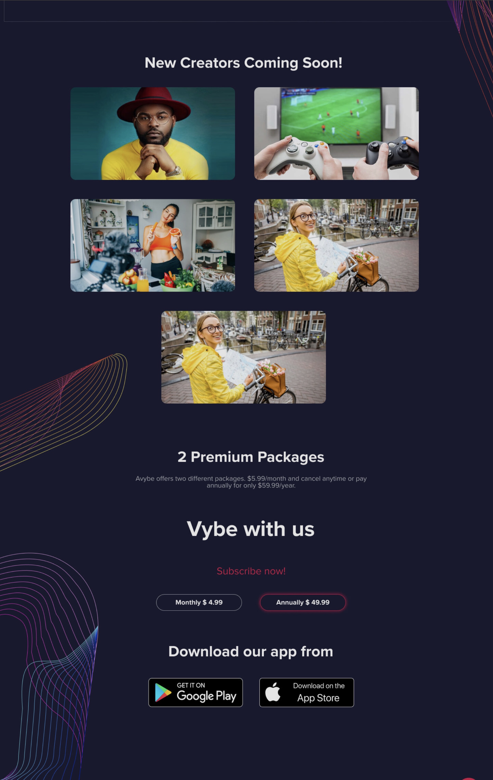 Image of Avybe landing page part two.