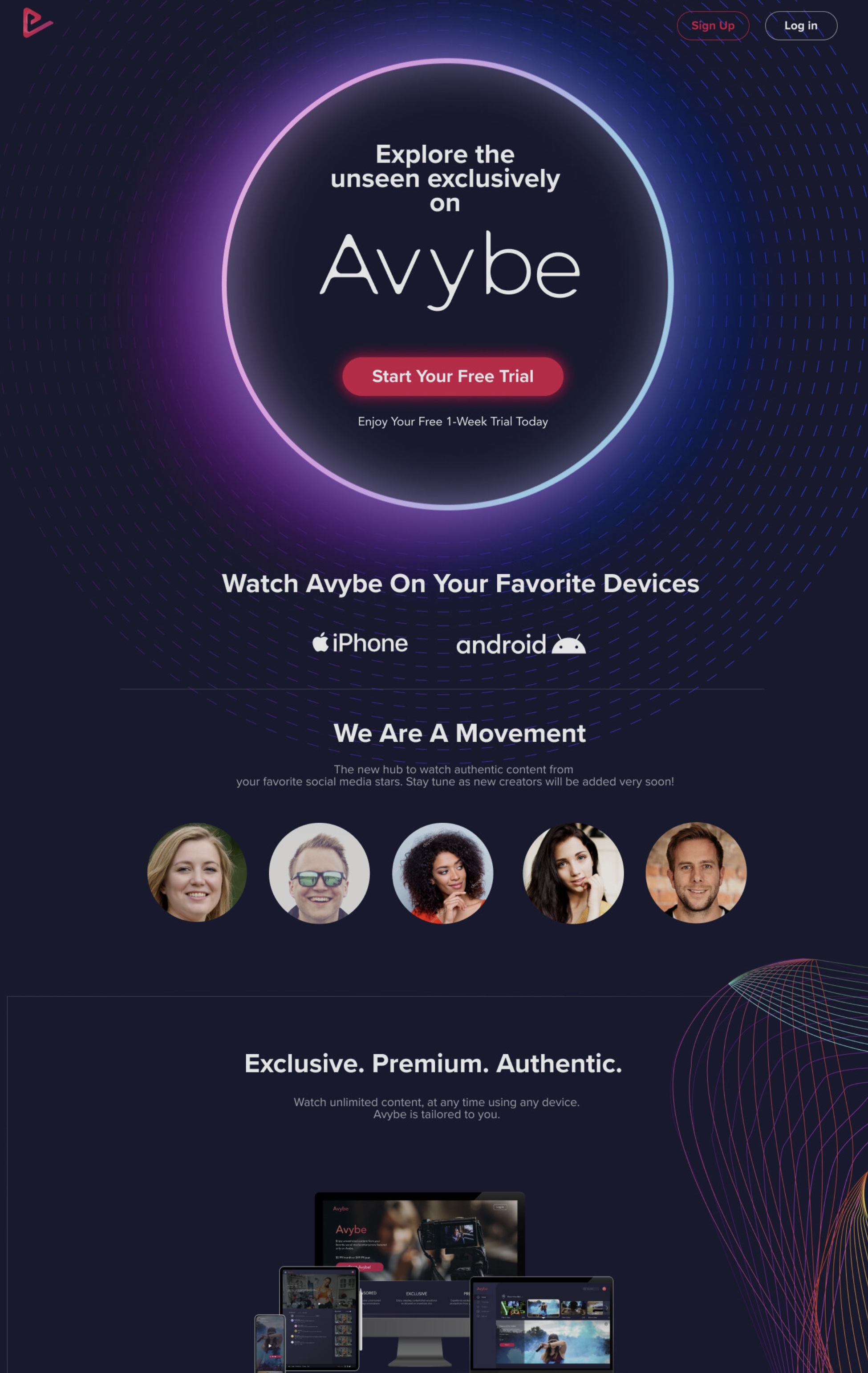 Image of the Avybe landing page