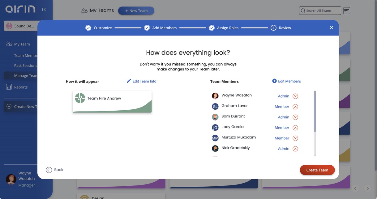 Image of the User Avatar selection modal in Airin app