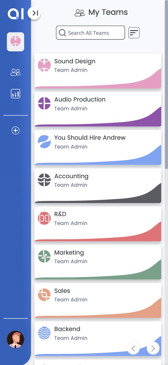Image of the My Teams view in Airin app