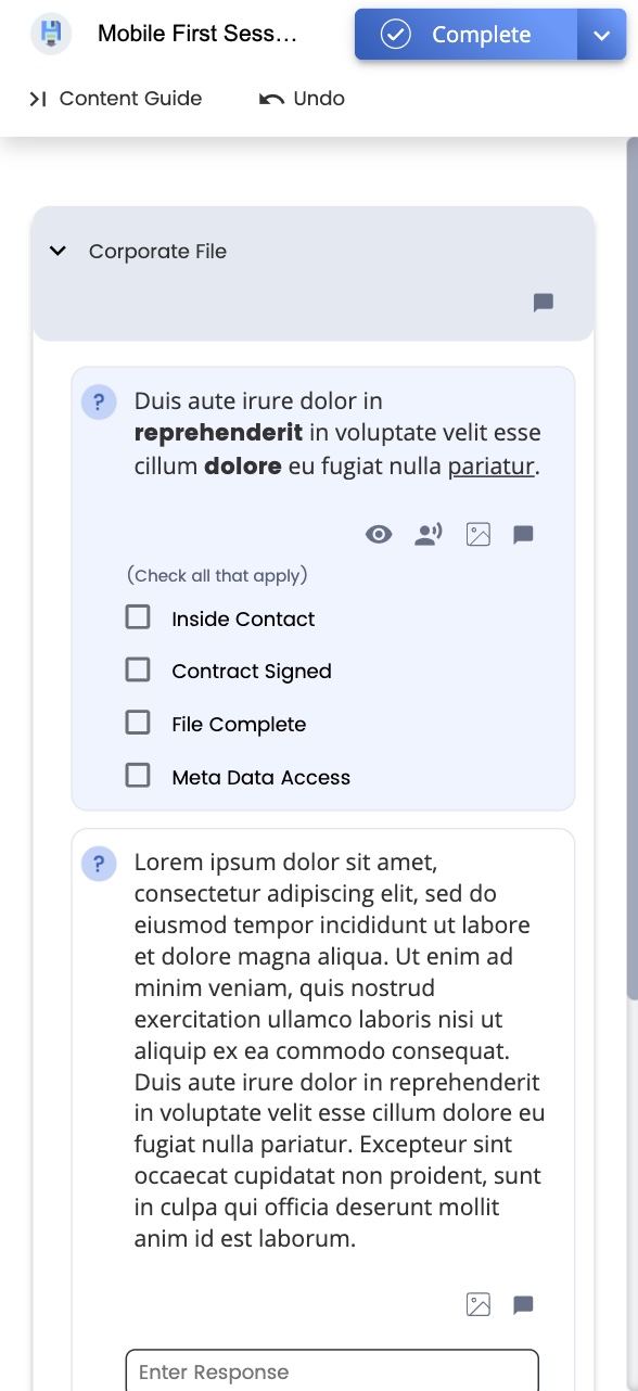 Image of a session on mobile in Airin app
